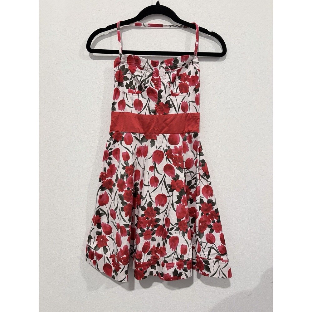Love Culture Rockabilly Red Halter Floral Dress Size S